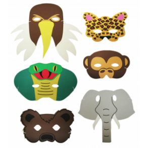 Masker med dyr fra junglen